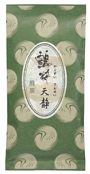 鶴粋銘茶シリーズ、深蒸し煎茶天静の茶袋外観です